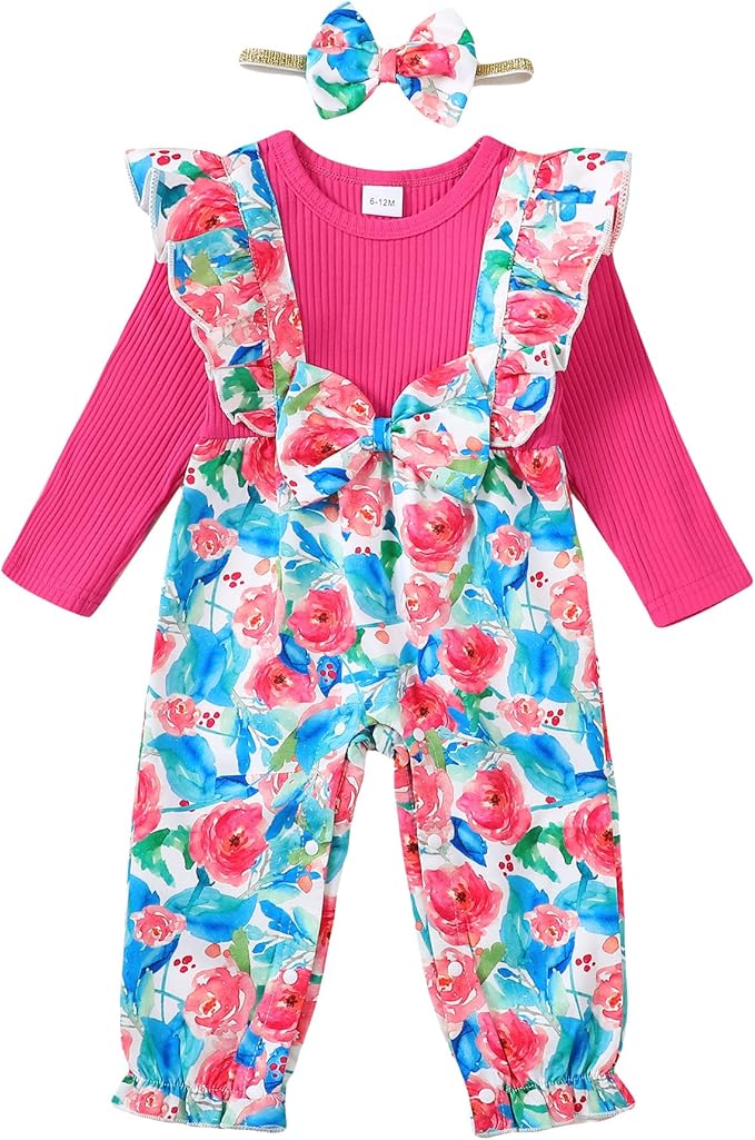 Newborn Baby Girls One Piece Romper Jumpsuit Cute Floral Print