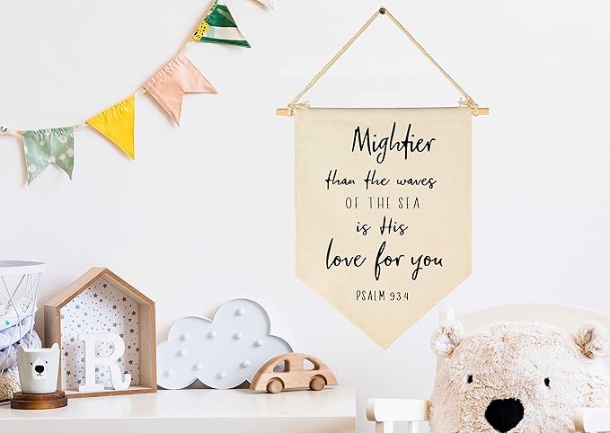 Christian Bible Verses Art-Scripture Flag Sign Gifts for Baby Newborn