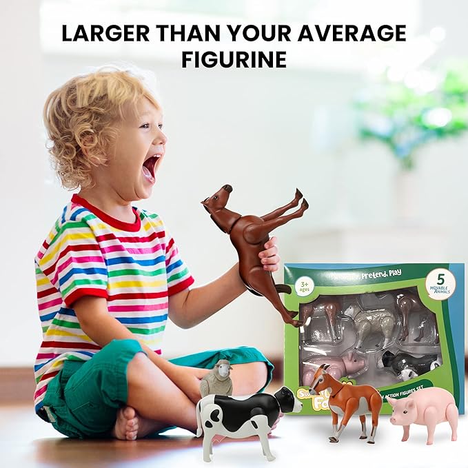 Beverly Hills Doll Collection Farm Animal Toys Set of 5, Large Toy Farm Animals for Toddlers