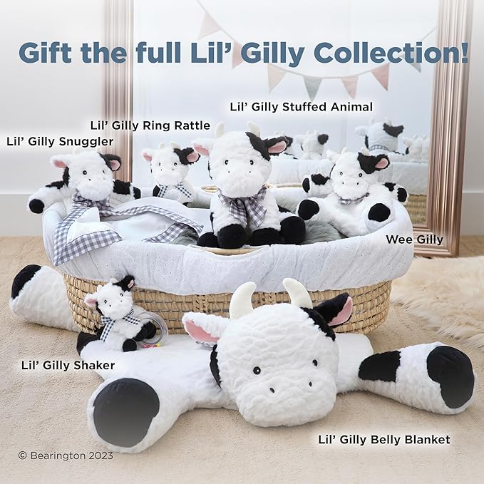 Bearington Lil' Gilly 13 Inch Cow Security Blanket for Babies - Cow Lovey