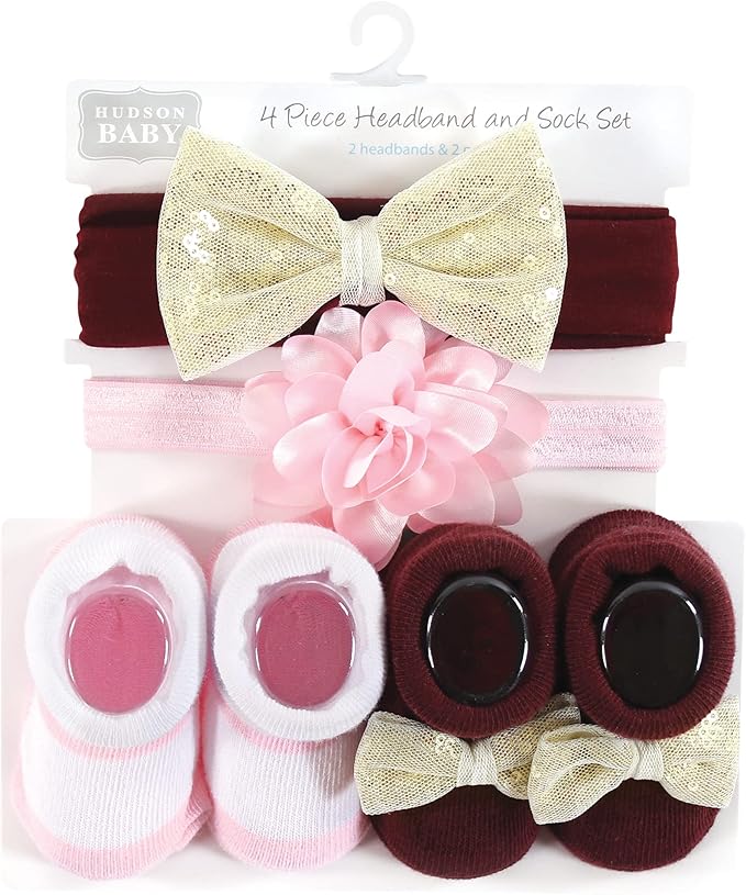 Hudson Baby baby-girls Headband and Socks Set