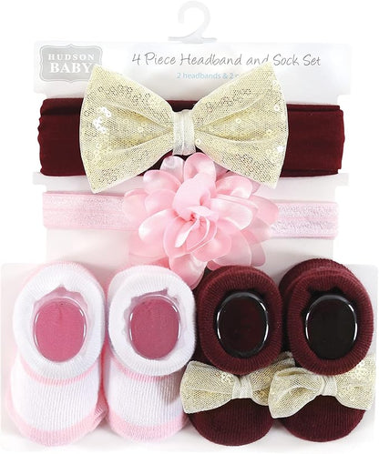 Hudson Baby baby-girls Headband and Socks Set