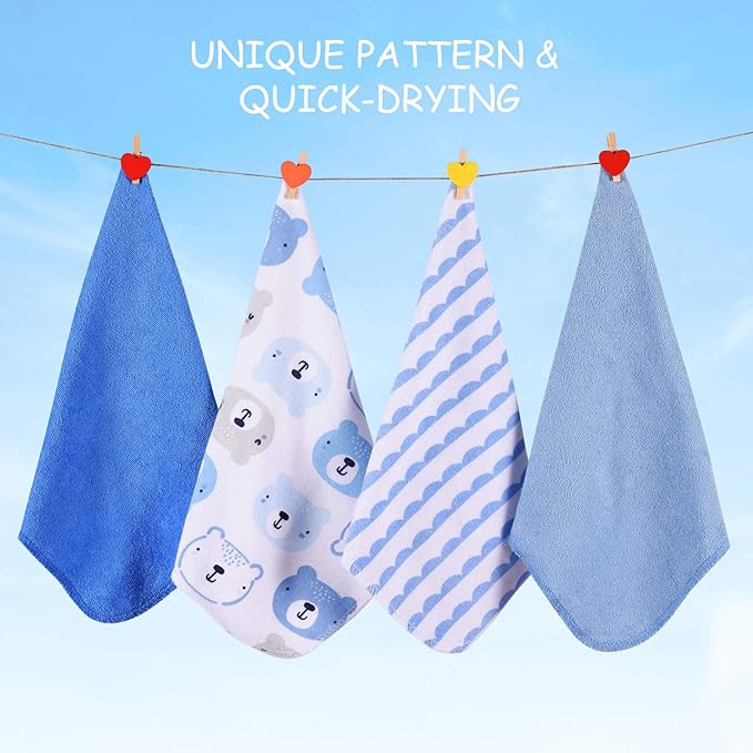 Baby Washcloths, Momcozy Ultra Soft Absorbent Towel 8pcs Newborn 10"x10" (Blue)