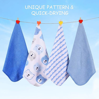 Baby Washcloths, Momcozy Ultra Soft Absorbent Towel 8pcs Newborn 10"x10" (Blue)