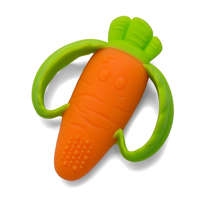 Infantino 3-Pack Water Teethers & Lil' Nibbles Textured Silicone Baby Teether - Sensory Exploration and Teething Relief with Easy to Hold Handles, Orange Carrot 0+ Months