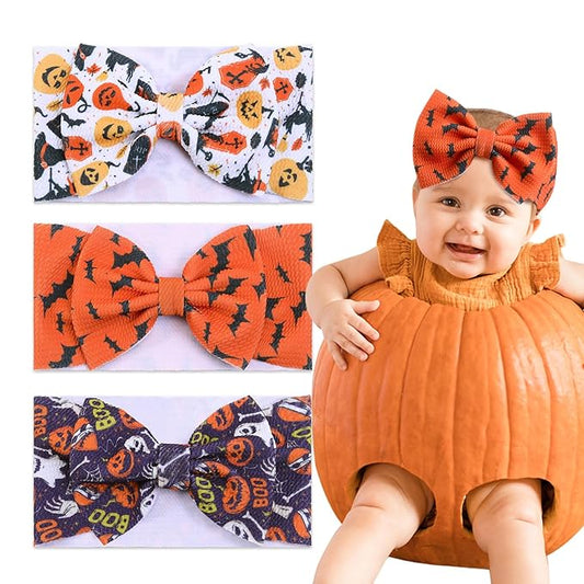 3pcs Halloween Headbands for Baby Girls, Trick or Treat Elastic
