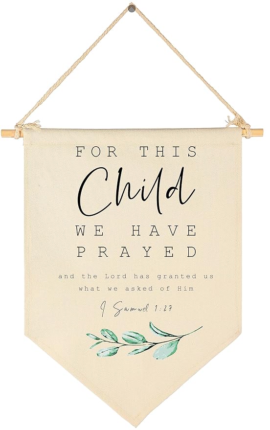 For This Child We Have Prayed-Bible Verse Decor-Scripture Sign-Flag Decor