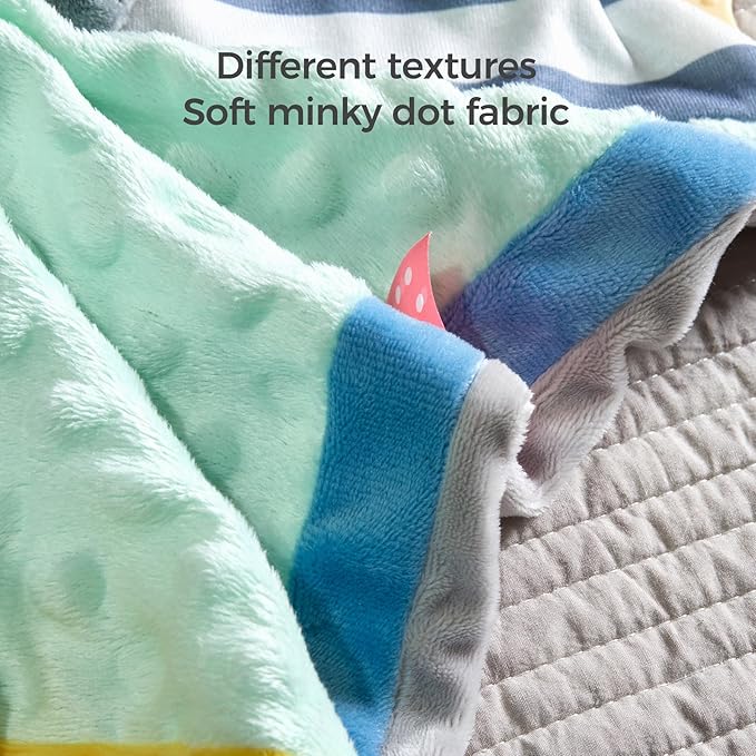 TUMAMA Baby Security Blanket Lovey,Soft Fleece Velvet Minky Dot Blanket with Stuffed Animal&Teething Rings