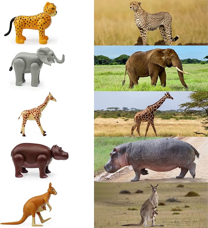 Beverly Hills Doll Collection Safari Animals Figures Set of 10, Safari Zoo Animal Toys for Toddlers