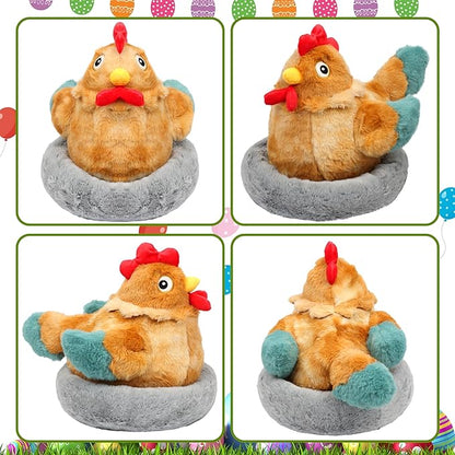Hopearl Easter Plush Toy Chicken with 3 Eggs and 1 14''