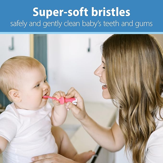 Dr. Brown's Infant-to-Toddler Training Toothbrush, Soft for Baby's First Teeth, Pink Elephant, 0-3 Years (Colors/Styles May Vary)