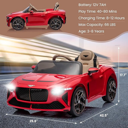 Hetoy Kids Ride On Car, Licensed Bentley Bacalar 12V Electric Vehicles w/Parent Remote Control 3 Speeds,