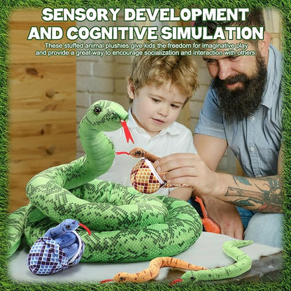 Hiboom 7 in 1 Snake Plush Toys 118 Inch Giant