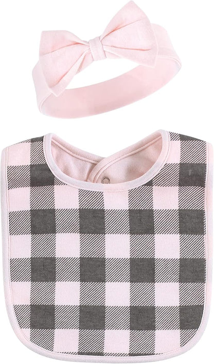 Hudson Baby Unisex BabyCotton Bib and Headband or Caps Set