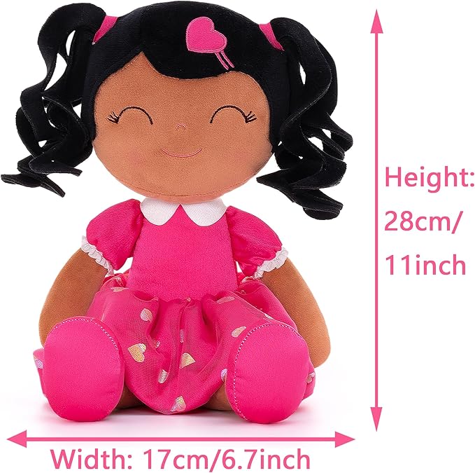 Gloveleya Baby Doll Gifts Plush Curly Girl Toys with Love 16" Rose
