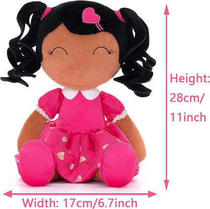 Gloveleya Baby Doll Gifts Plush Curly Girl Toys with Love 16" Rose