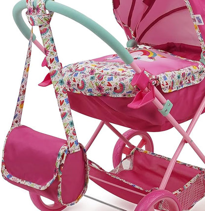 Baby Alive: Deluxe Classic Doll Pram - Pink & Rainbow 18", Large 3+
