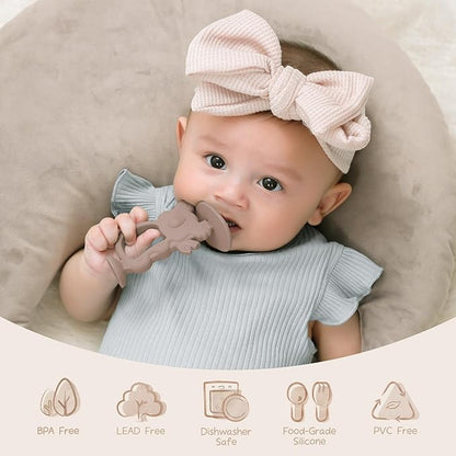 Moonkie Teething Toy, Safe & Easy to Hold BPA Free Silicone Teethers 360Â° Baby 6-12 Months