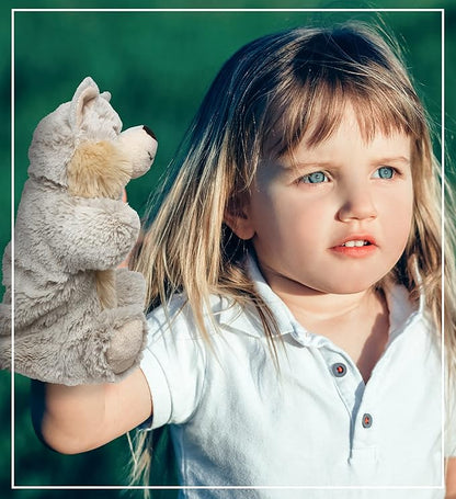 DolliBu Wolf Plush Hand Puppet for Kids - Soft Plush