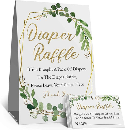 Diaper Raffle Tickets, Diaper Raffle Sign Diapers(1 Sign+50