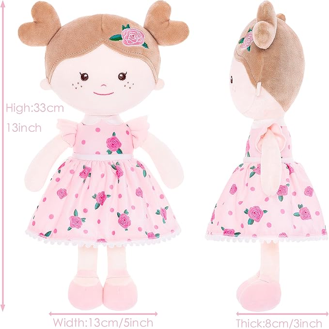 Onetoo First Baby Doll Plush Rag Doll Sleeping Cuddle Buddy 14"（Milly Series）