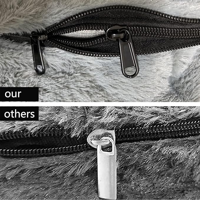 cjc Giant Fur Bean Bag Chair Cover for Kids Adults, (No Filler) Living Room Furniture Big Round Soft Fluffy Faux Fur Beanbag Lazy Sofa Bed Cover(Black, 6FT 150 * 75cm)