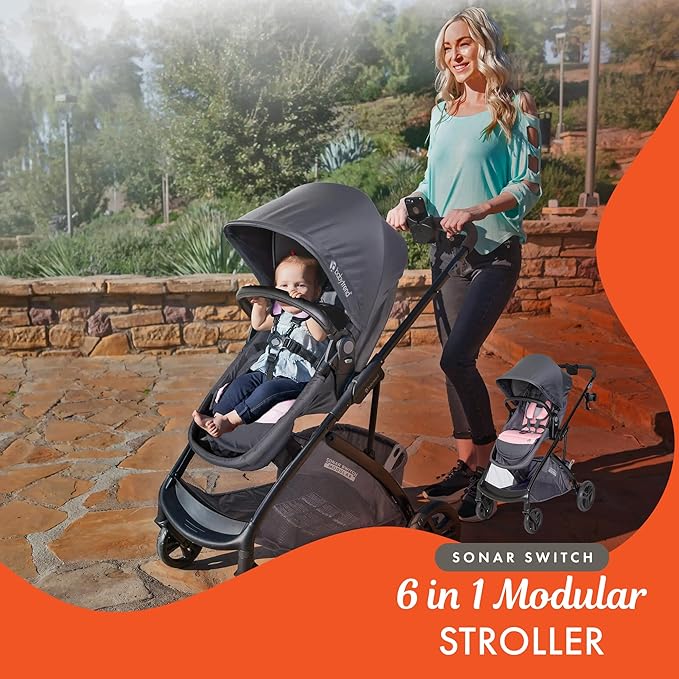 Baby Trend Sonar™ Switch 6-in-1 Modular Stroller Travel System with Ally™ Infant Car Seat, Desert Pinnk