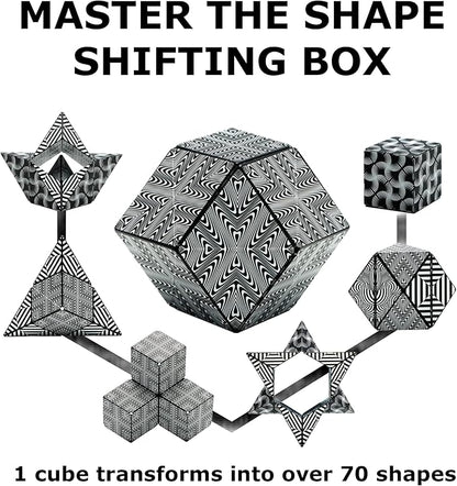SHASHIBO Shape Shifting Box - Award-Winning, Patented Fidget Cube w/ 36 Rare Earth Magnets 70 Shapes, 2 pack)