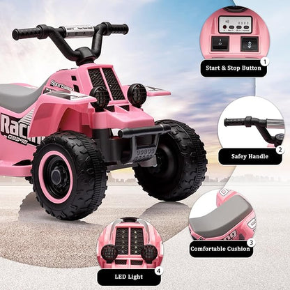 Hetoy 6V Kids Ride On Electric ATV, Ride Car with LED Headlights 1-3 Boys