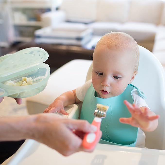 Dr. Brown's Designed to Nourish Soft-Grip Spoon and Fork Set,Coral
