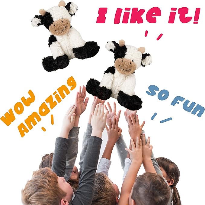Hopearl Adorable Plush Cow Toy Floppy Dairy Cattle Soft Stuffed 9''