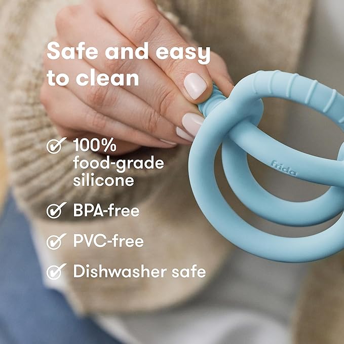 Frida Baby Push Pop Feeder, Baby Fruit Feeder + Get-A-Grip Teether Teething Toy | 100% Food-Grade Silicone Food Pacifier & Teether Toy for Baby 0-6 12, 18