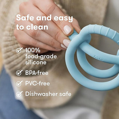 Frida Baby Push Pop Feeder, Baby Fruit Feeder + Get-A-Grip Teether Teething Toy | 100% Food-Grade Silicone Food Pacifier & Teether Toy for Baby 0-6 12, 18