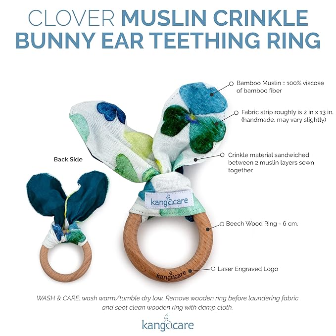 Kanga Care Baby Soft Muslin Sensory Crinkle Bunny Ear Wood
