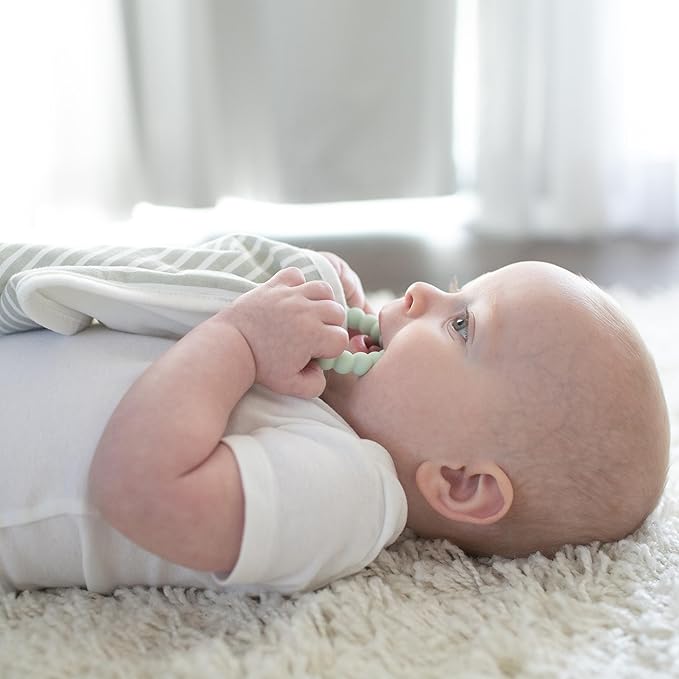 Dr. Brown's Lovey Blanket with Beaded Teether Ring and HappyPaci 100% Silicone One-Piece Pacifier, Soothing Security Blanket Set for Baby 0m+