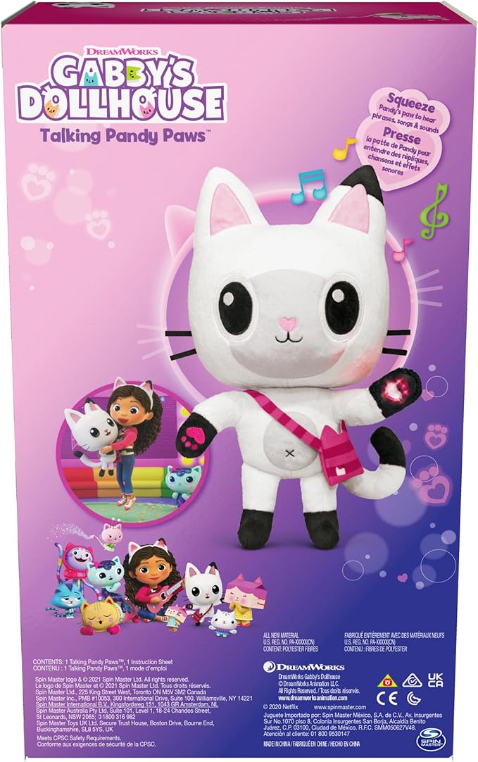 Gabby's Dollhouse, 13-inch Talking Pandy Paws Plush Toy with Lights 10 Sounds