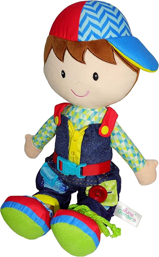 June Garden 15.5" Dressy Friends Lucas - Educational Stuffed Plush Doll for Kids and Toddlers 2 Years and Up