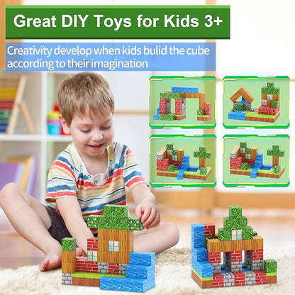 Magnetic Blocks Toys for Boys & Girls Age 6 7 8 9 10, Stacking Building Toys for Toddlers Fidget Cubes Sensory Toy for Kids