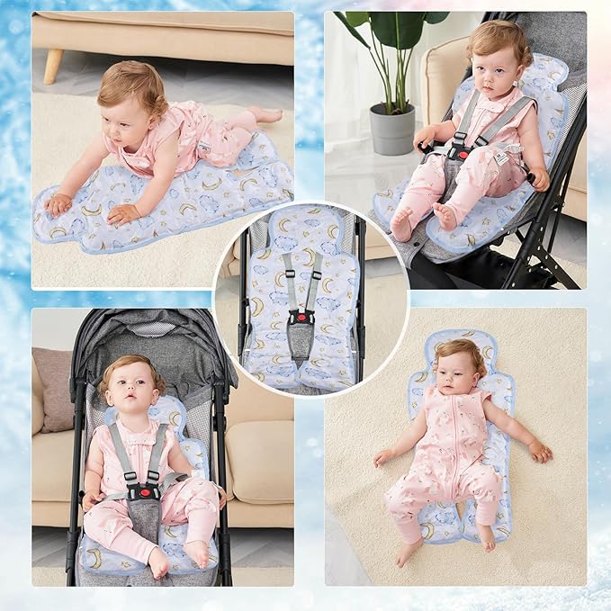 Gel Car Seat Cooler Pad Summer Universal Baby Stroller Ice Cushion Cooler Mat Cooling Seat Liner for Babies Multifunctional Baby Baby Cushion Chair (Moon)