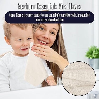 16 Pack Baby Washcloths - Luxury Coral Fleece 10x10 Inch