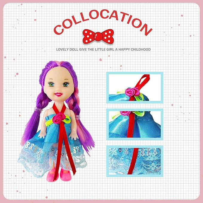 10 Sets of 4-Inch Mini Girl Dolls with Handmade Clothes