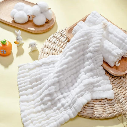 MUKIN Baby Washcloths - Natural Cotton Baby Wipes 10 Pack 12x12 inches