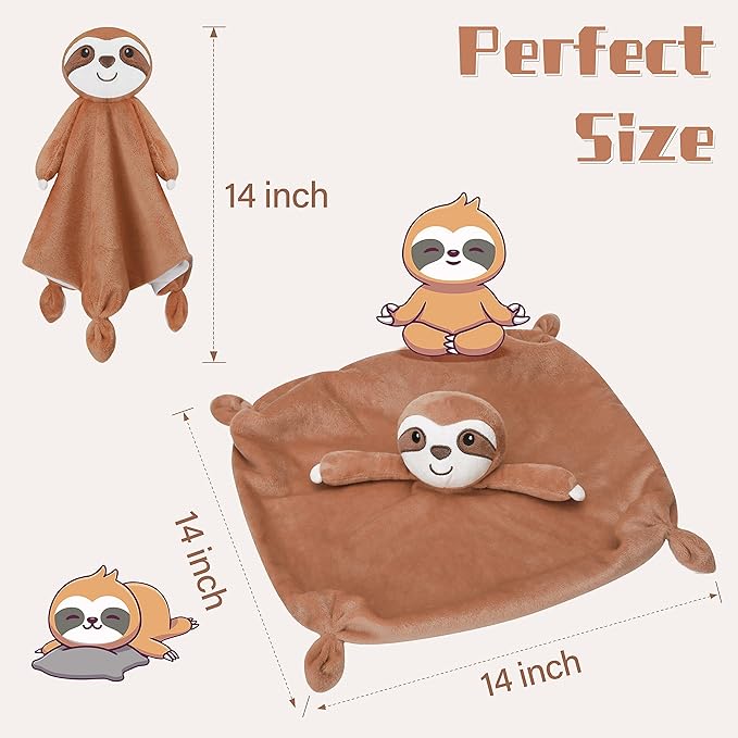 Pro Goleem Sloth Security Blanket Soft Loveys for Babies 14 Inch
