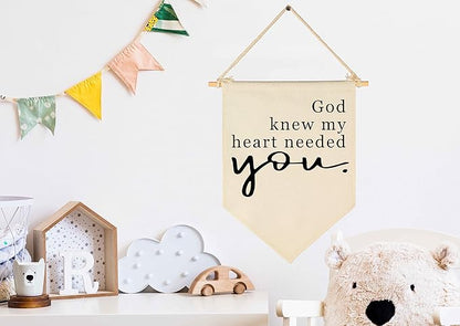 GEANHIL Natural Beige Heart Banner - 15.6'' x 11'', Wall Mount