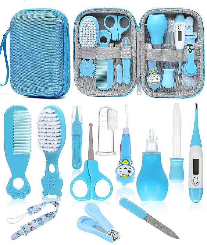 Baby Healthcare and Grooming Kit, Safety Newborn Nursery Baby Care Kit, with Hair Brush Comb, Nail Clipper, Thermometer, Pacifier Clip, Baby Registry Search, Newborn Essentials Girls Boys
