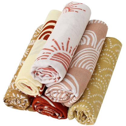 LifeTree Baby Muslin Washcloths, Soft 6 Pack Baby Wash Cloths Unisex for Boys Girls 70% Viscose 30% Cotton 10.2x10.2 inches