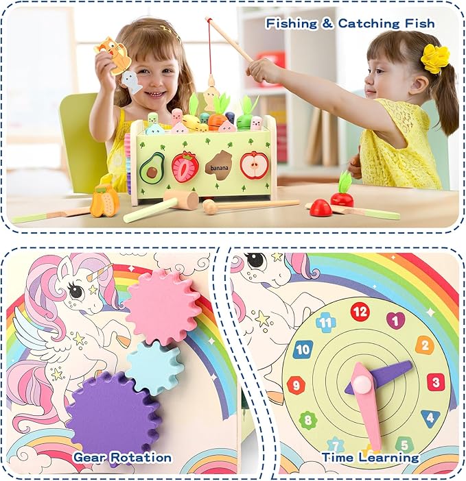 10 in 1 Montessori Toys for 1+ Year Old Wooden 1 2 3