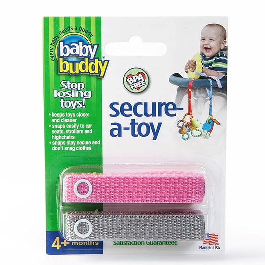 Baby Buddy Secure-a-Toy, Adjustable Pacifier and Teether Strap for Stroller 2 pack