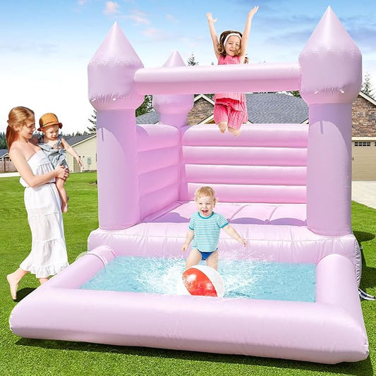 Pink Bounce House with Ball Pit 120x96x96 inch Commercial Grade 100% PVC 10x8x8FT)