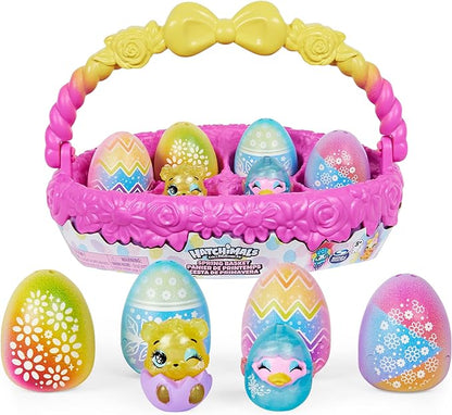 Hatchimals CollEGGtibles, Spring Toy Basket with 5 and 3 Pets 5 and